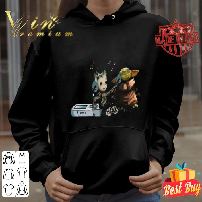 Baby Groot And Baby Yoda Listen To Music shirt 4 Baby Groot And Baby Yoda Listen To Music shirt